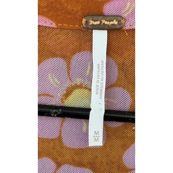 Free People Womens Lucky Shirtee Floral Long Sleeve Blouse Medium Rust/Purple - Picture 7 of 9